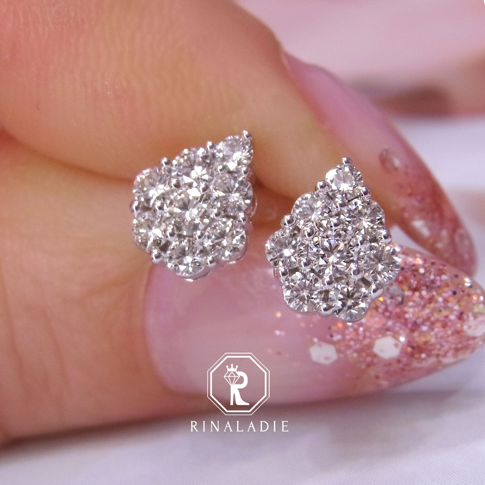 Pt900天然ダイヤモンド☆ハートとピンクのいつも一緒のお友達ピアス