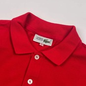 70s 80s CHEMISE LACOSTE シュミーズ ラコステ 文字ワニ 鹿の子長袖 ポロシャツ 42/レッド メンズ