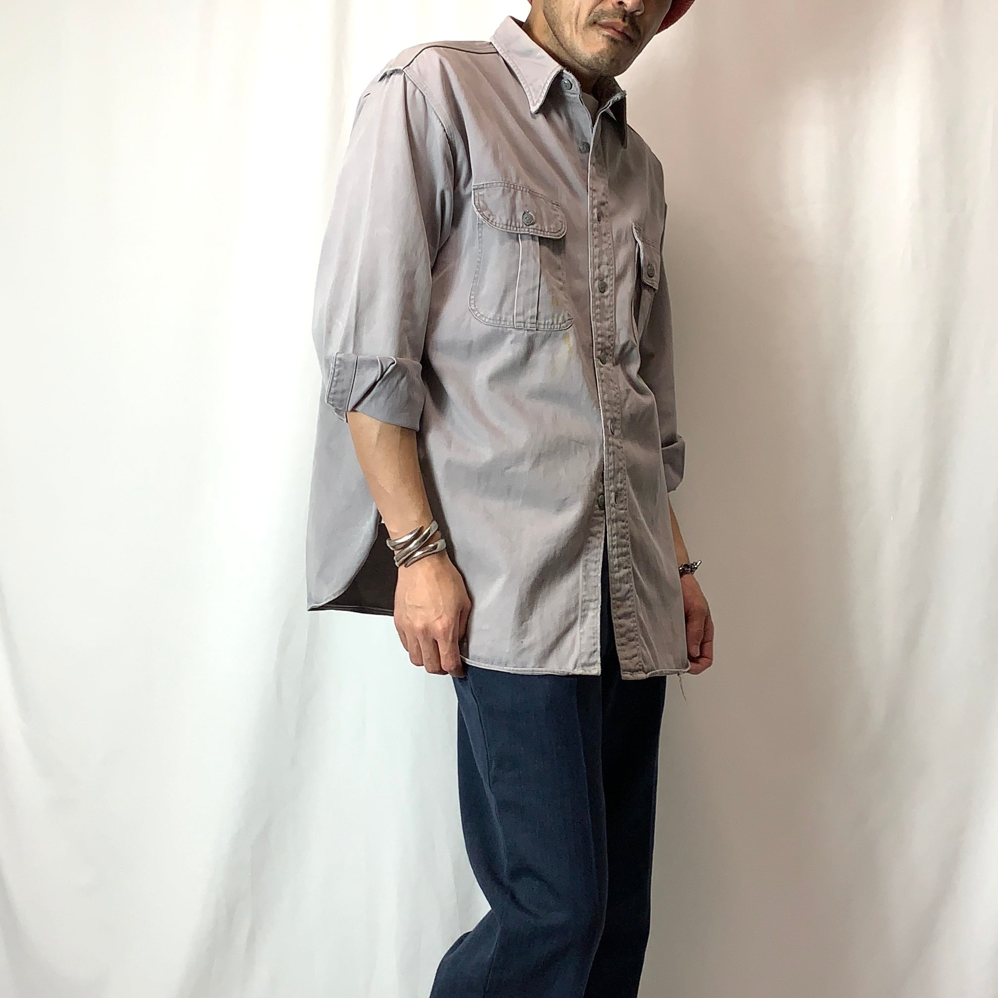 vintage old 50s 60s TUF NUT？ Work Shirt ワークシャツ マチ付き 襟