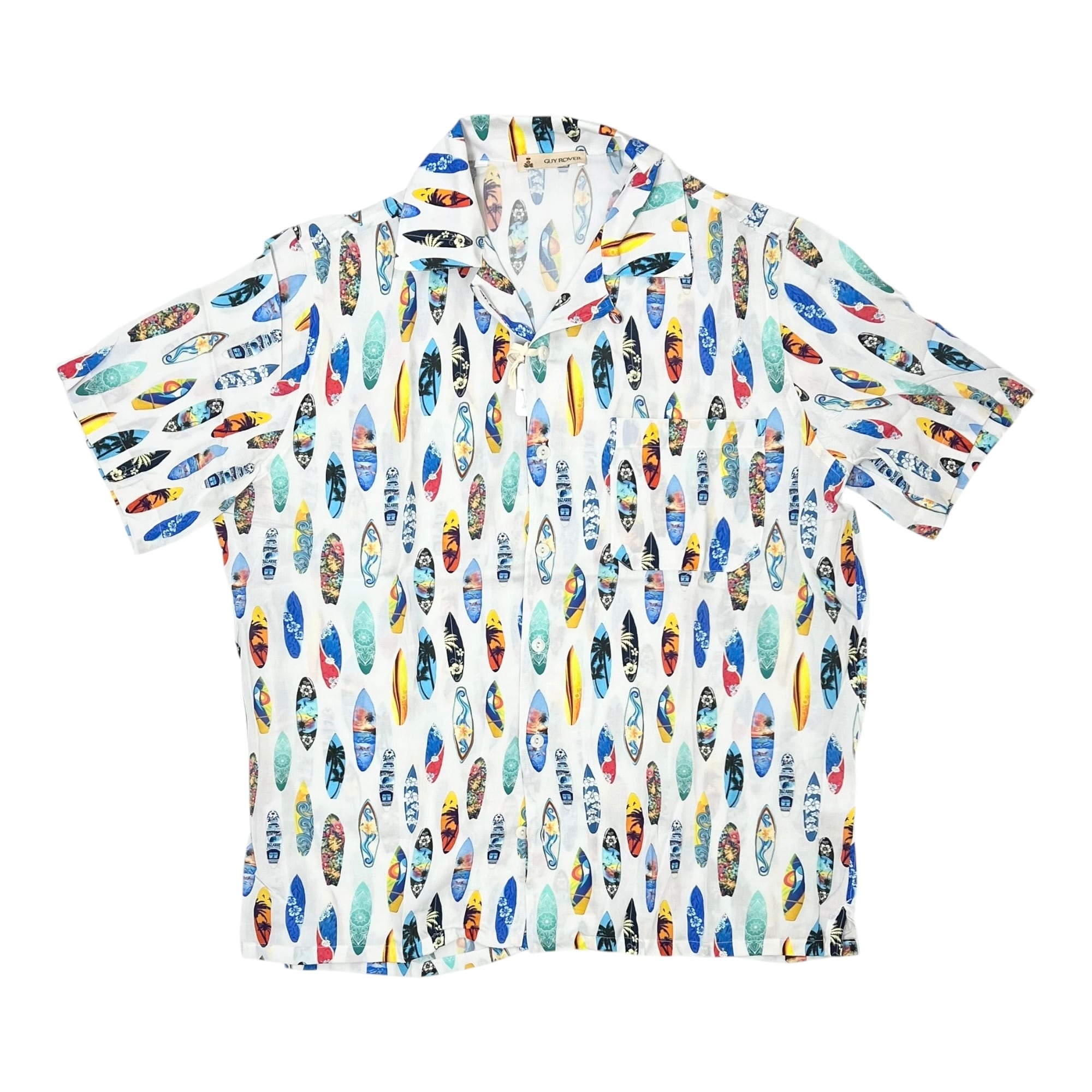 GUYROVER(ギローバー)  Surfboard Pattern Viscose Open Collar Shirt(GR352LJ/561292/01)/WHITE