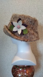 ミックスツイードのあったかディープクロッシェ ハンドメイド