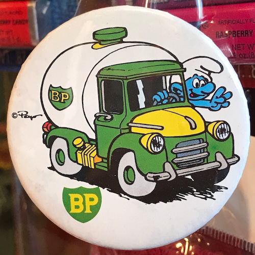 スマーフ 80's BP 企業物 オールド 缶バッジ トラックver.