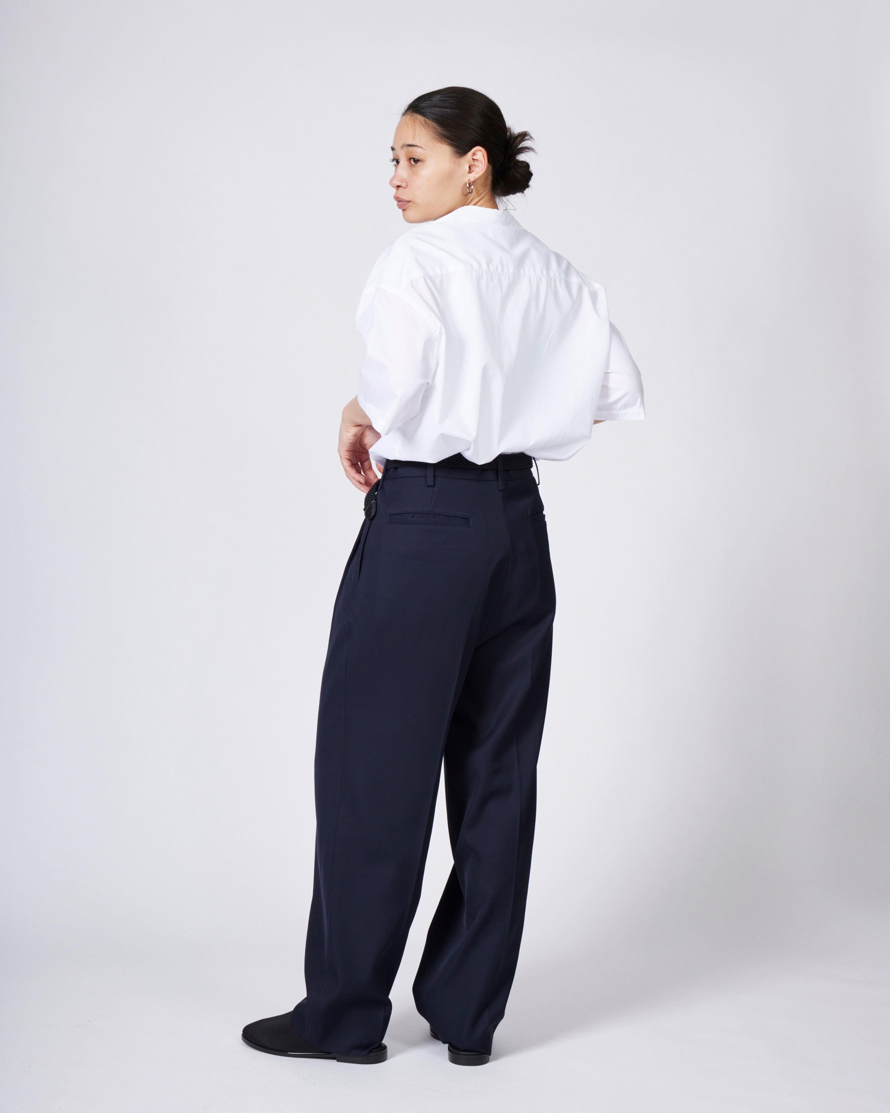 everyone two tuck wide twill trouser (NAVY) | everyone