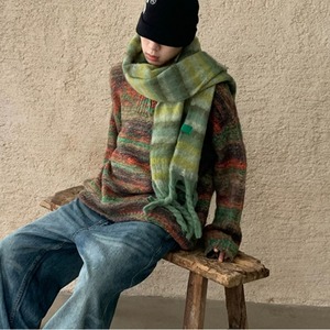 マルチカラーボーダーマフラー　1072