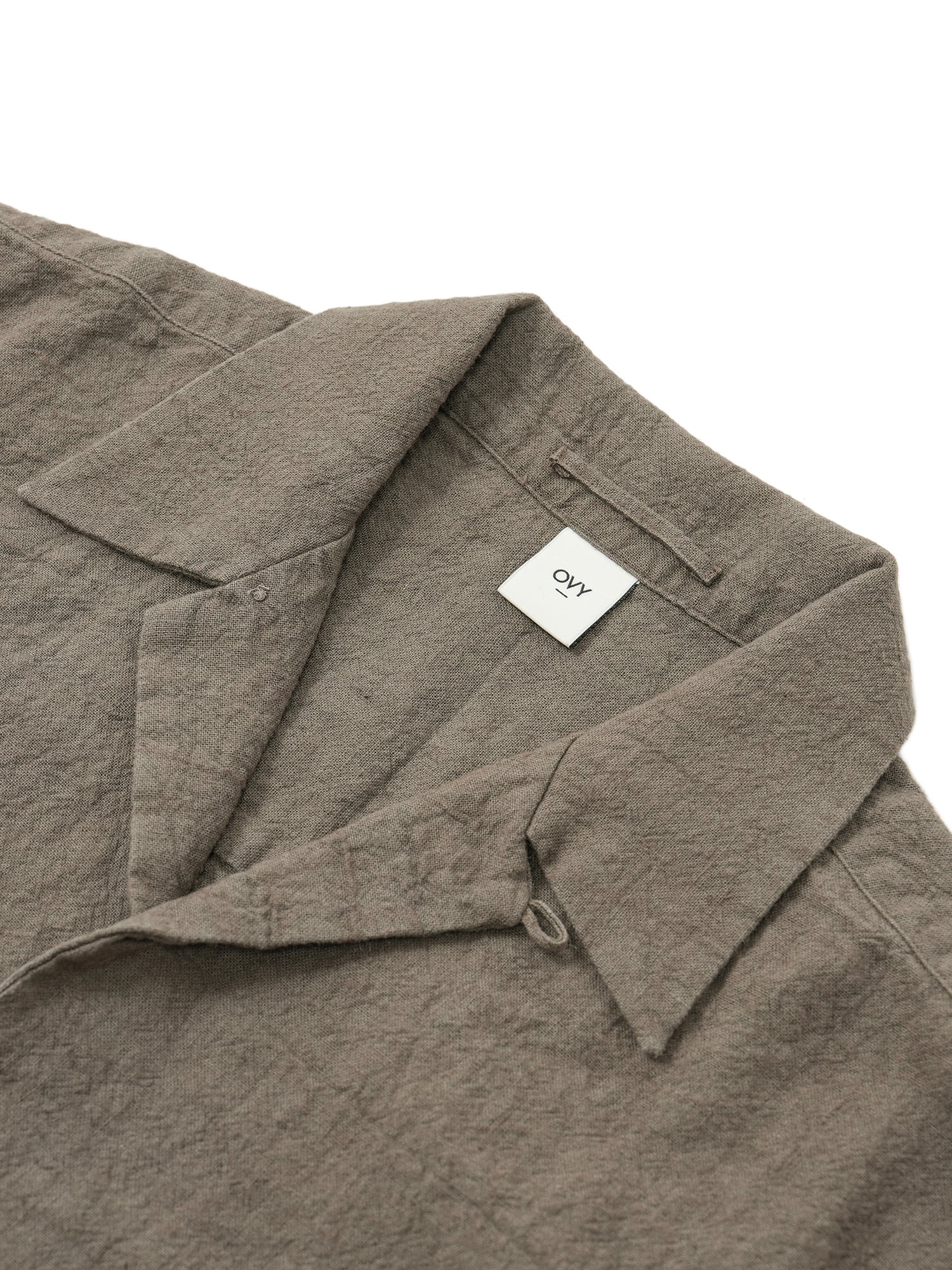 Hemp Short Sleeve Open Collar Shirt (brown) | OVY