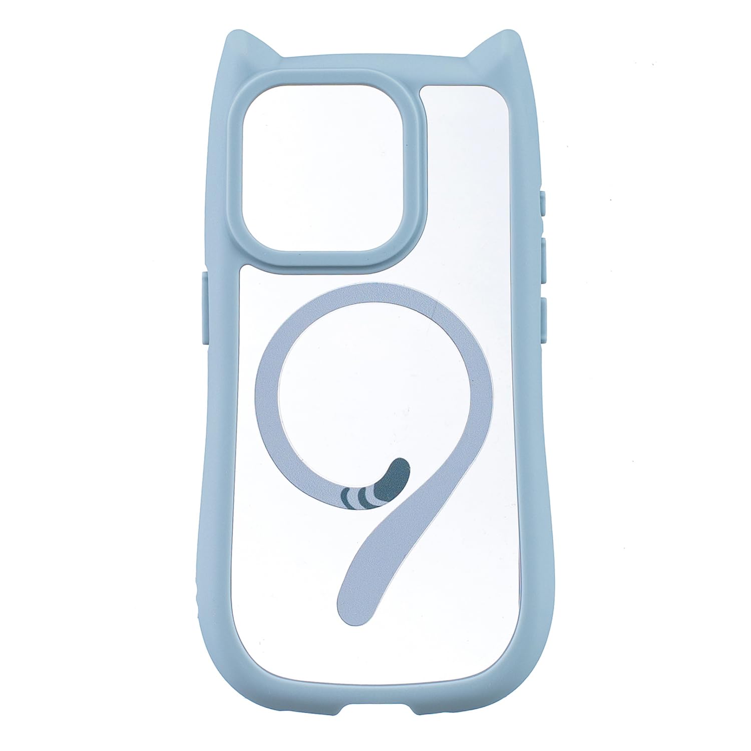 NNKCASE Case for 電話カバー用の iPhone 17 pro maxケース 薄型可愛い猫 耳 マグネット搭載 クリア MagSafe対応 ワイヤレス充電可能 透明 全面保護 耐衝撃 おしゃれ 軽量 耐衝撃 滑り防止 (A2-青, iPhone17 pro maxに適合する)