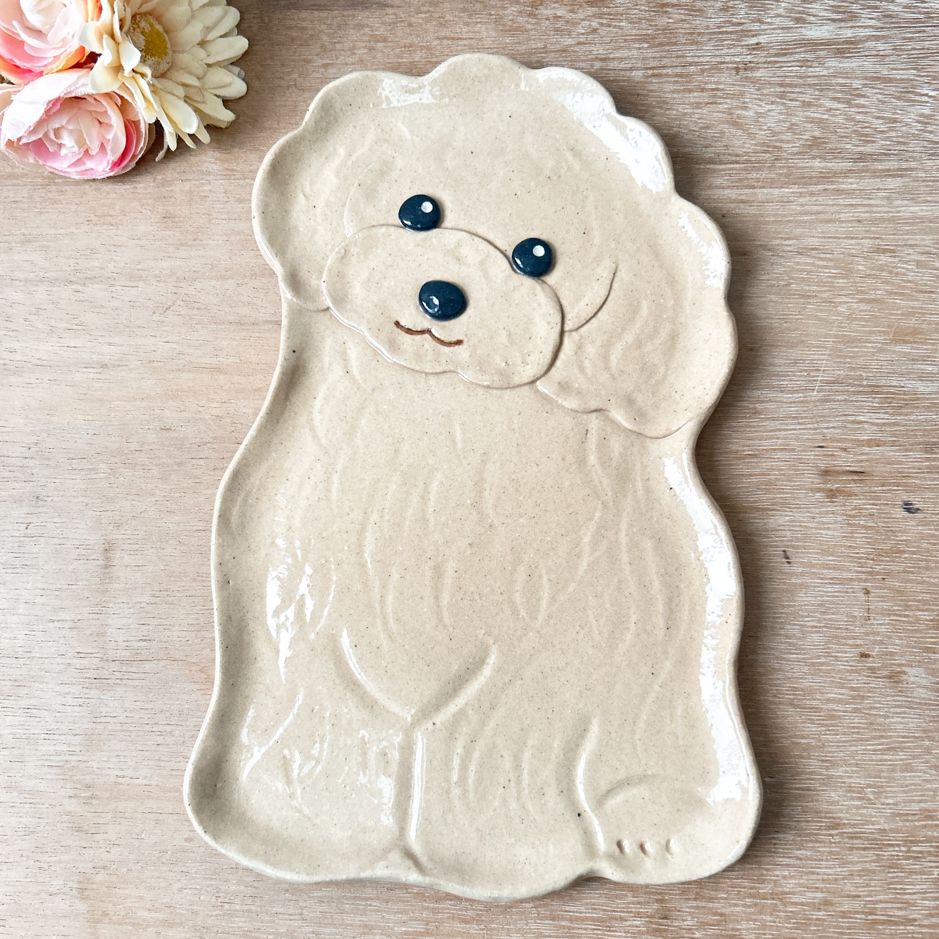 トイプードルのパン皿(クリーム色)