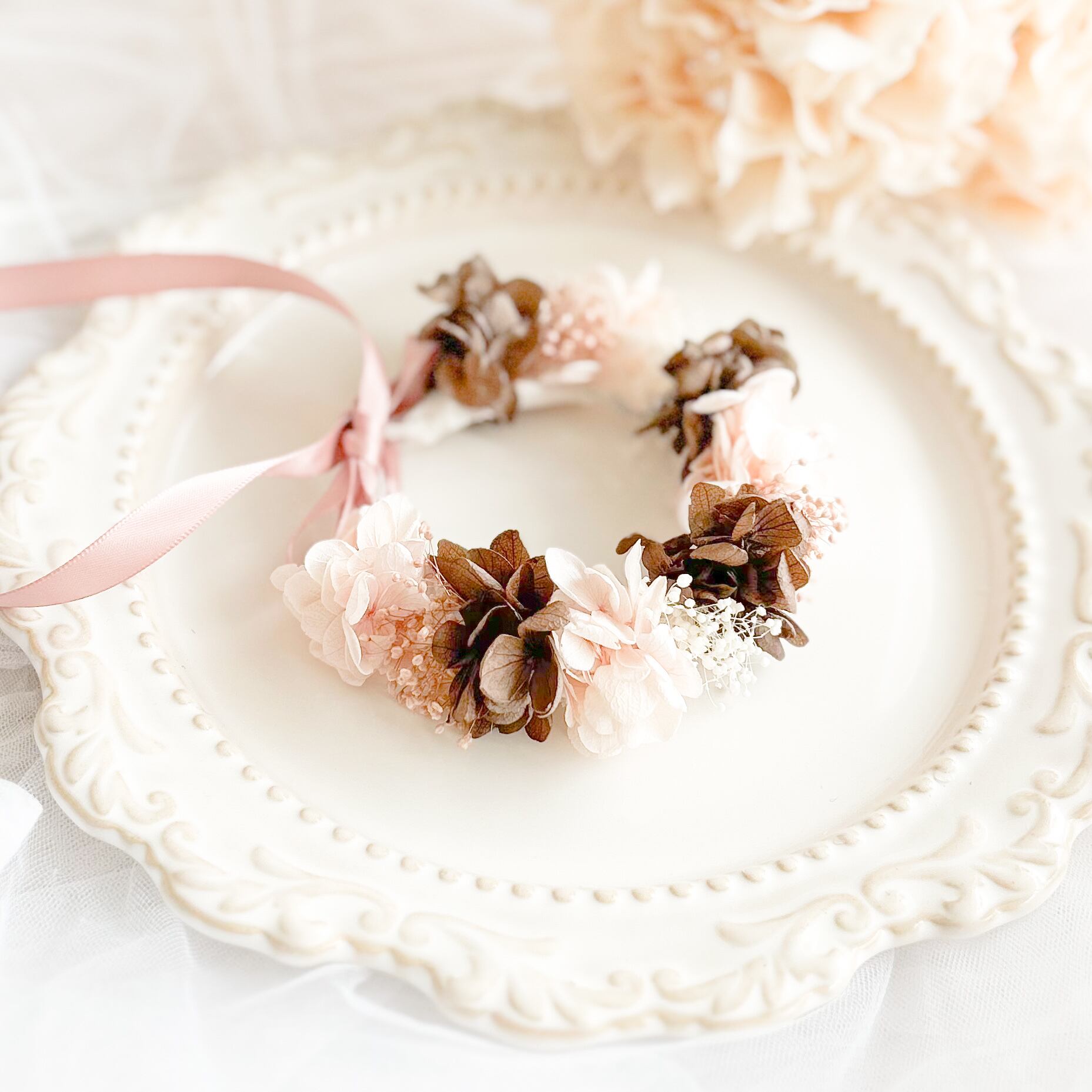 Pink brown 【ペット用花冠】