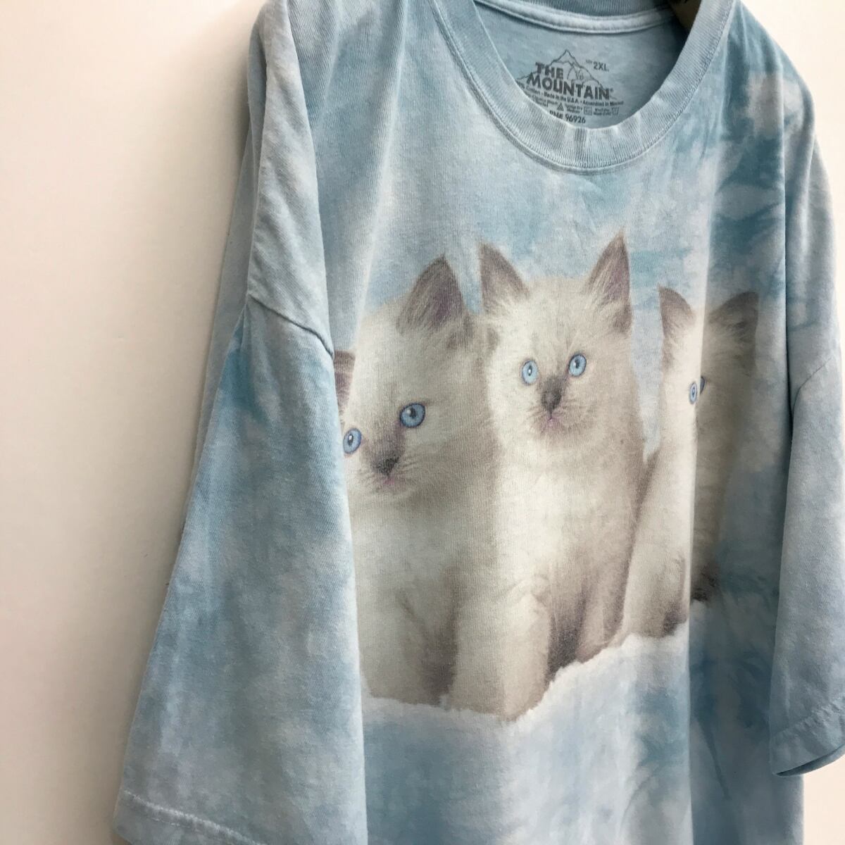 ザ マウンテン 00年代 RAGDOLL CAT KITTENS ラグドールの子猫 プリントTシャツ タイダイＴシャツ アイスブルー 半袖 3XL タグ