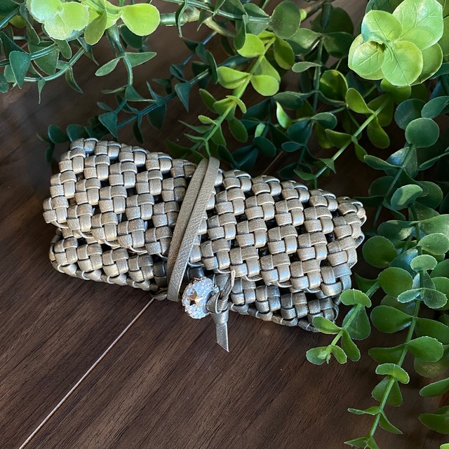 Leather mesh キーケース(ゴールド)