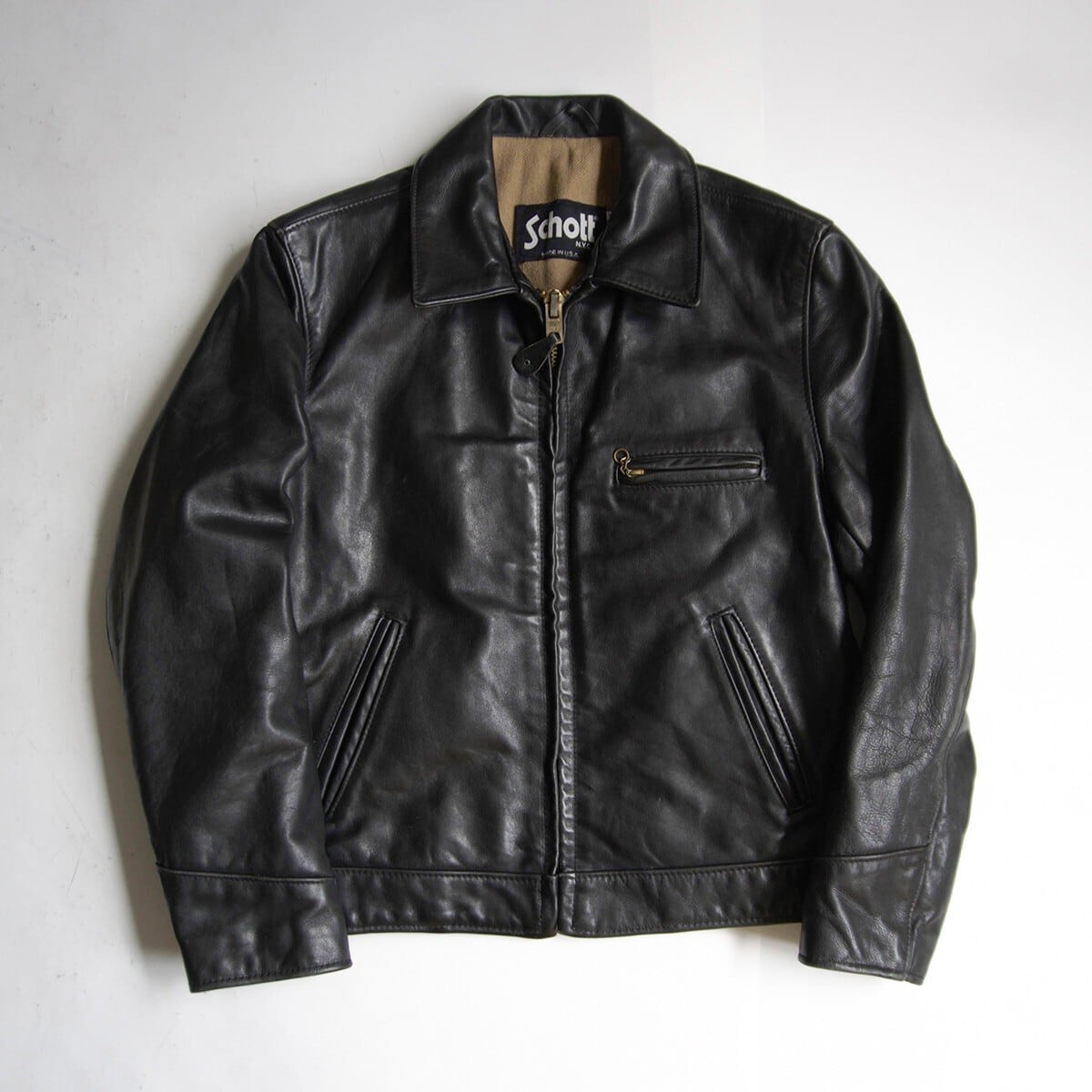 雰囲気抜群】SCHOTT【214D/レザーダウンジャケット】40 ブラック