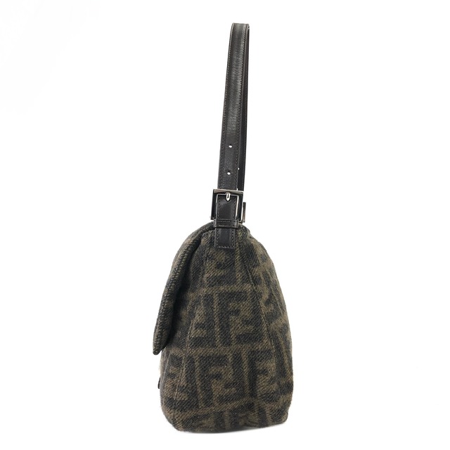 FENDI フェンディ　ズッカ　ウール　マンマバケット　ハンドバッグ　ブラウン×ブラック　vintage　ヴィンテージ　オールド　h7skhg