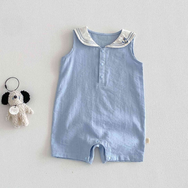 【66-90】夏作セーラー無地ロンパース