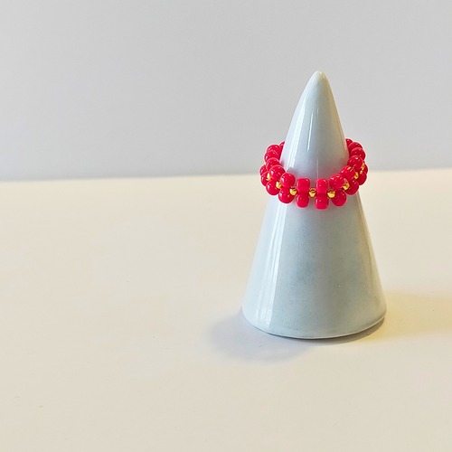 シンプルビーズリング／レッド