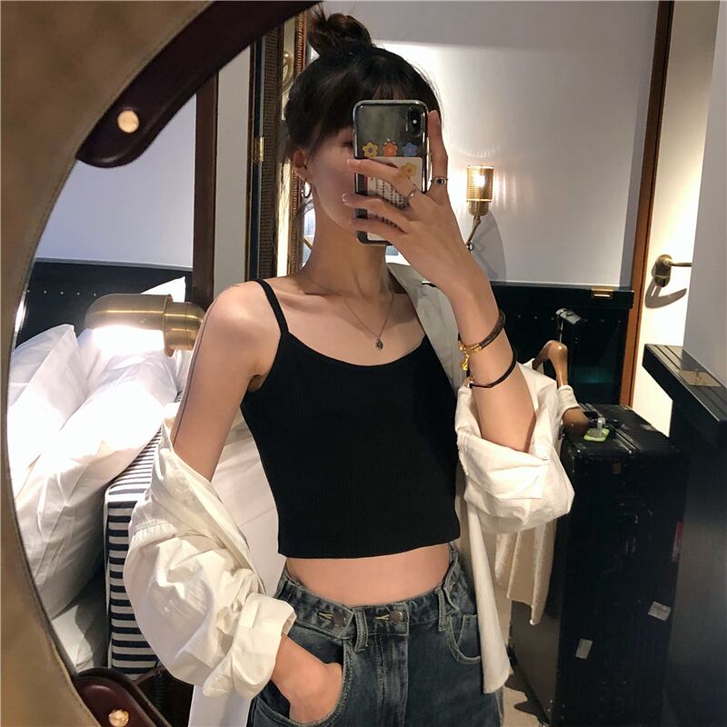 2020年春夏新作アウターウェアブラックスリムスリムショート学生インナーウェアベースキャミソール女性イントレンド 1号婦人24056588740