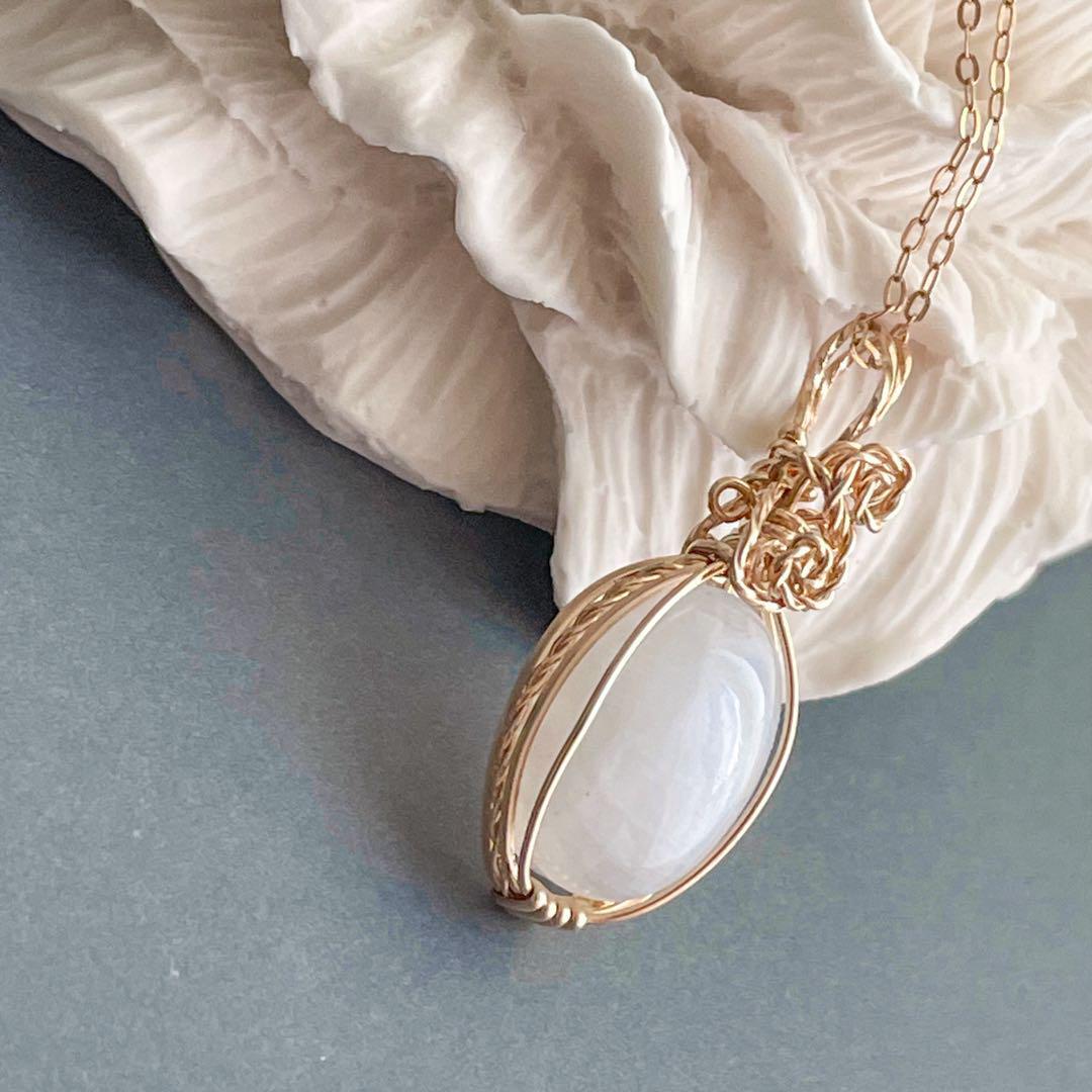 レインボームーンストーン 14kgf ペンダントトップ ワイヤーラッピング