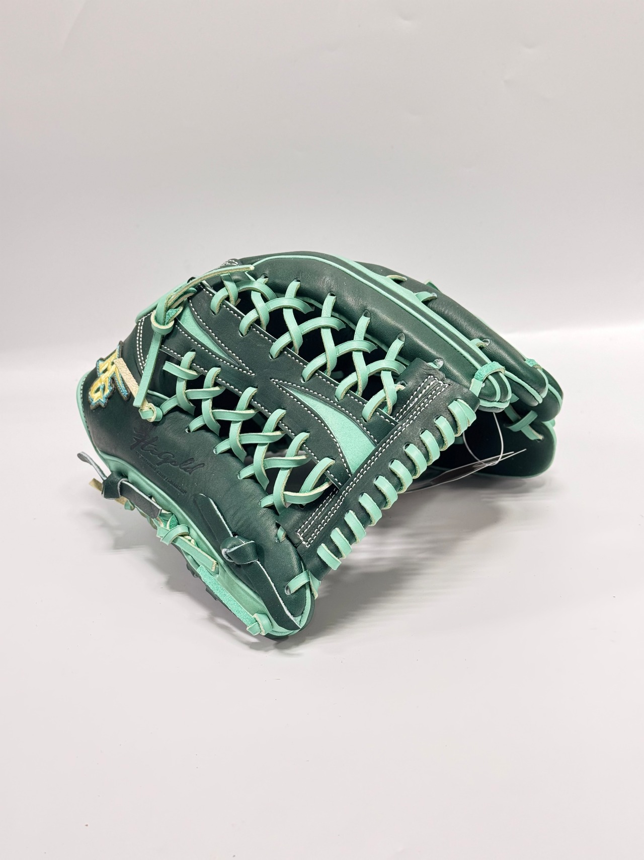 HGｰハイゴールド　〜真極シリーズ〜　軟式カラーグラブ　ダークグリーン×アイスグリーン　MKGｰ7型・画像4