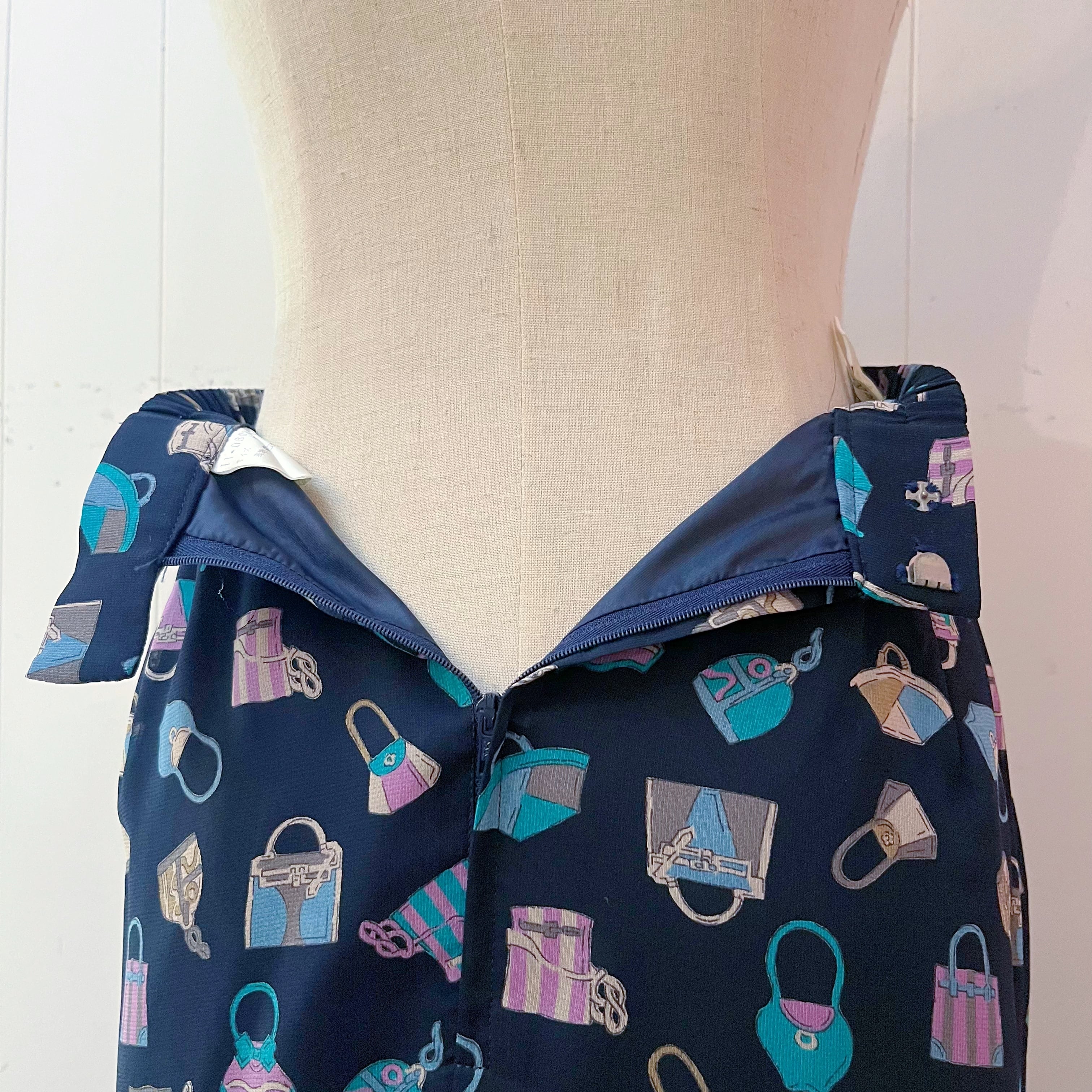 navy retro hand bag sheer skirt