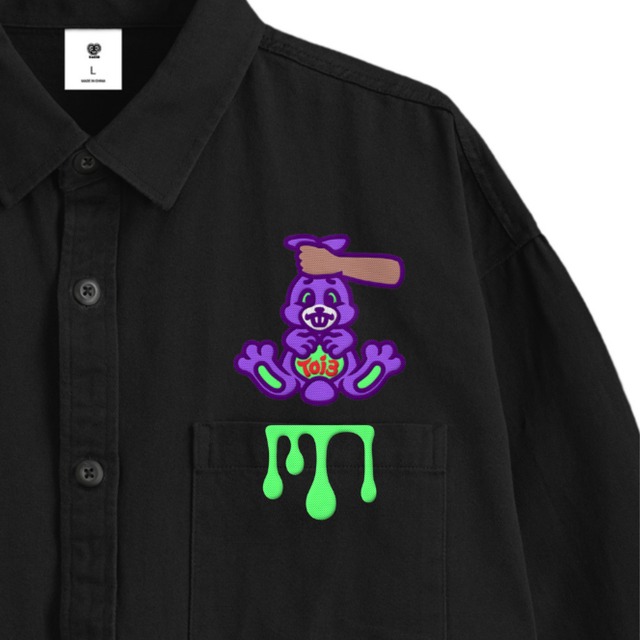 rabbit with ears grabbed Long sleeve shirt（ラビット ウィズ イアーズ グラブド ロング スリーブ シャツ)【Black】