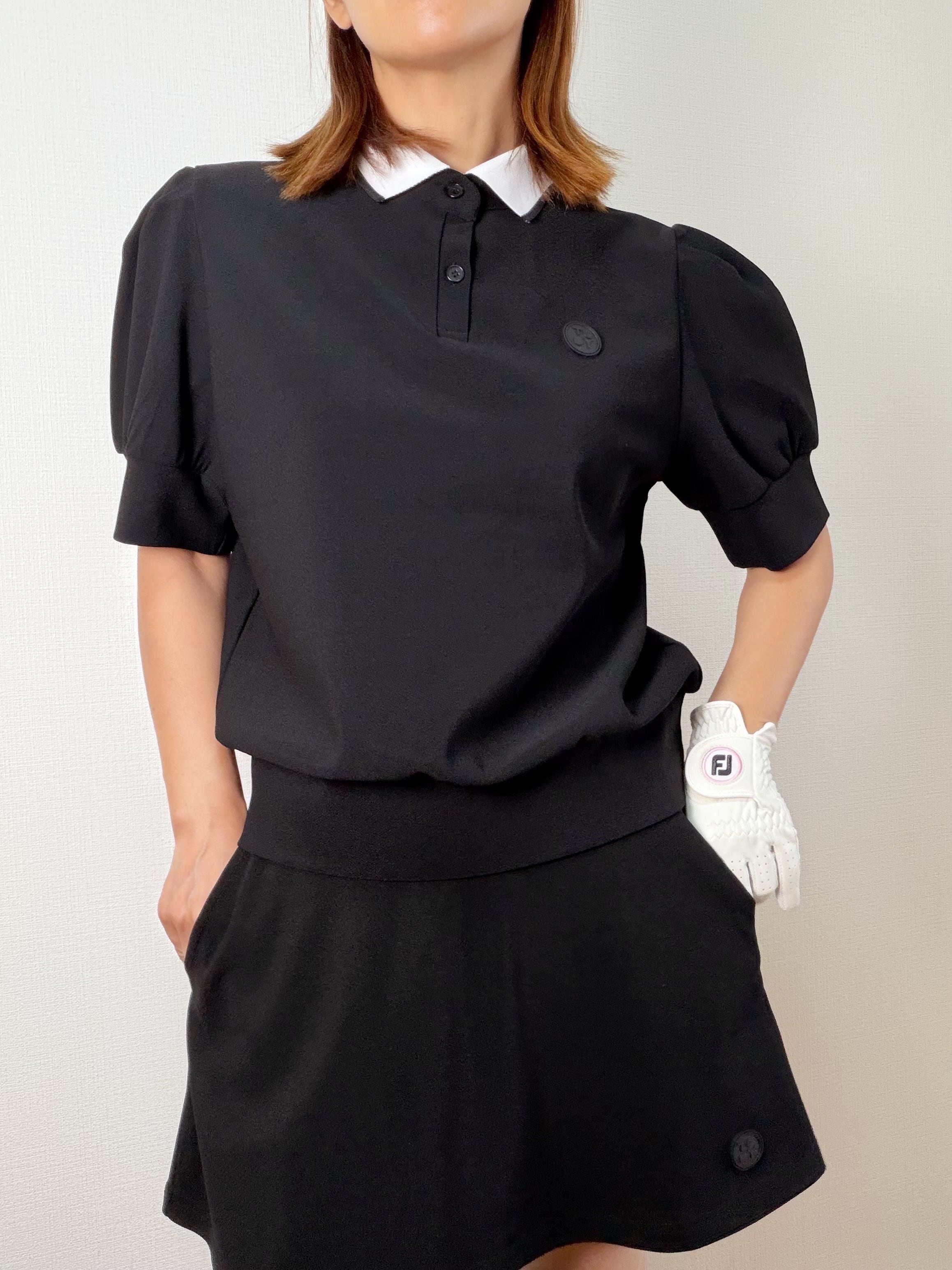 *即納*【セットアップ可能】 TeeOff Active Puff sleeve Polo(Beige / Black )