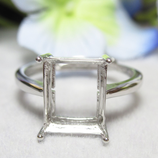 10×8㎜ レクタングル 4爪 シンプル S925 リング台 SV