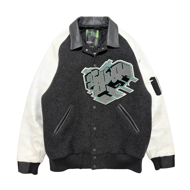 古着 初期 スワッガー スタジャン クリーニング済み 00s SWAGGER 襟付き 袖レザー スタジアムジャンパー 3M 中綿 メンズL