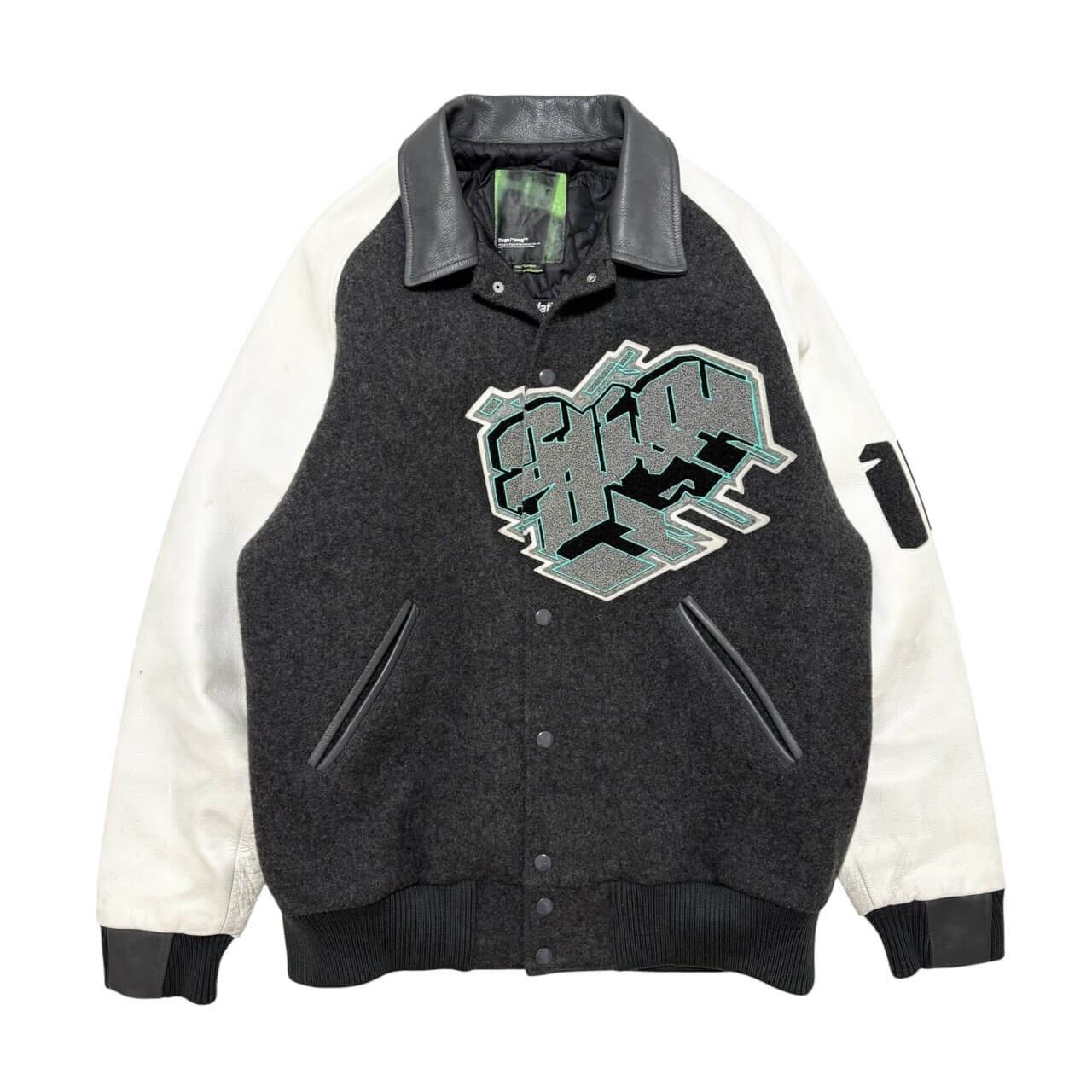 古着 初期 スワッガー スタジャン クリーニング済み 00s SWAGGER 襟付き 袖レザー スタジアムジャンパー 3M 中綿 メンズL