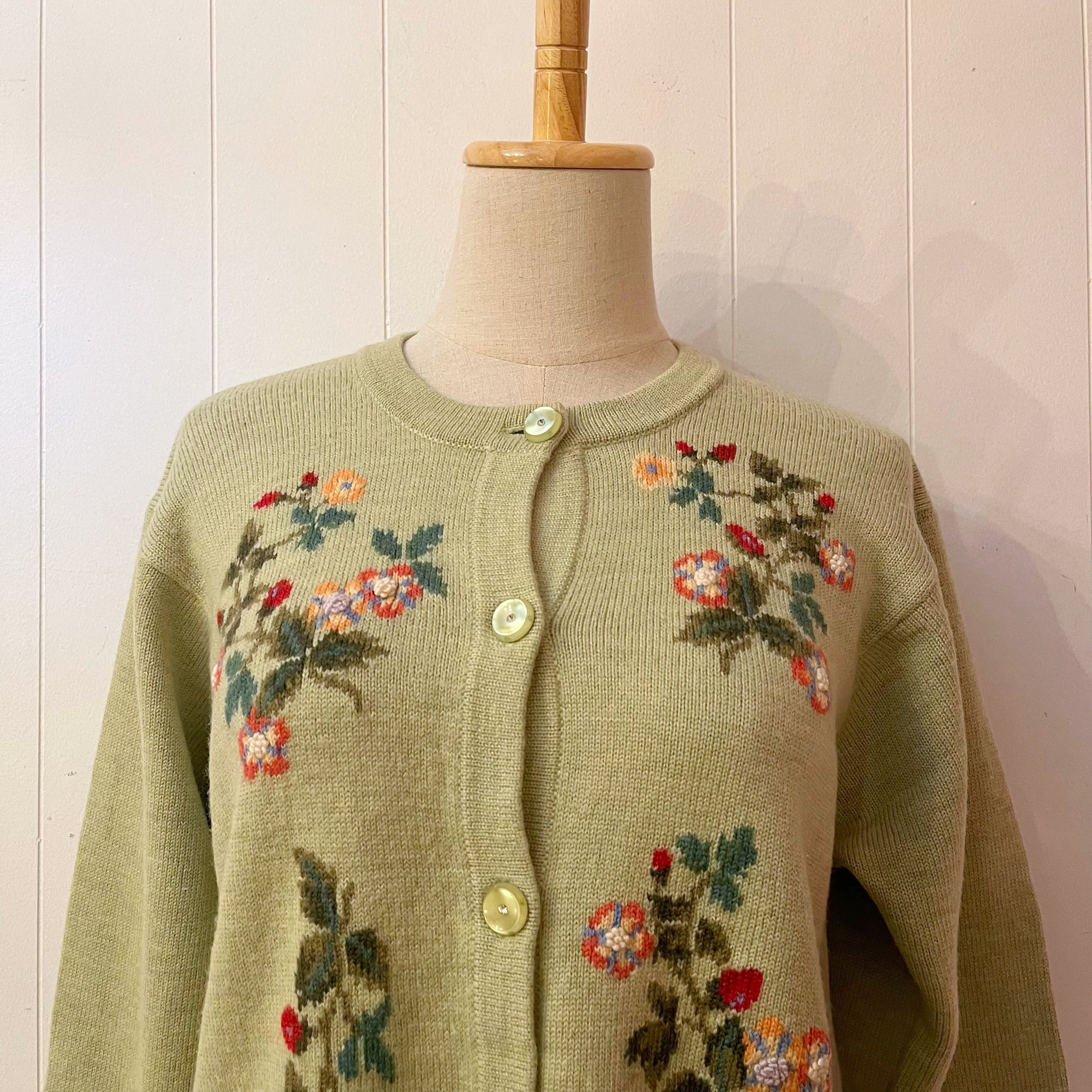 strawberry flower light green cardigan