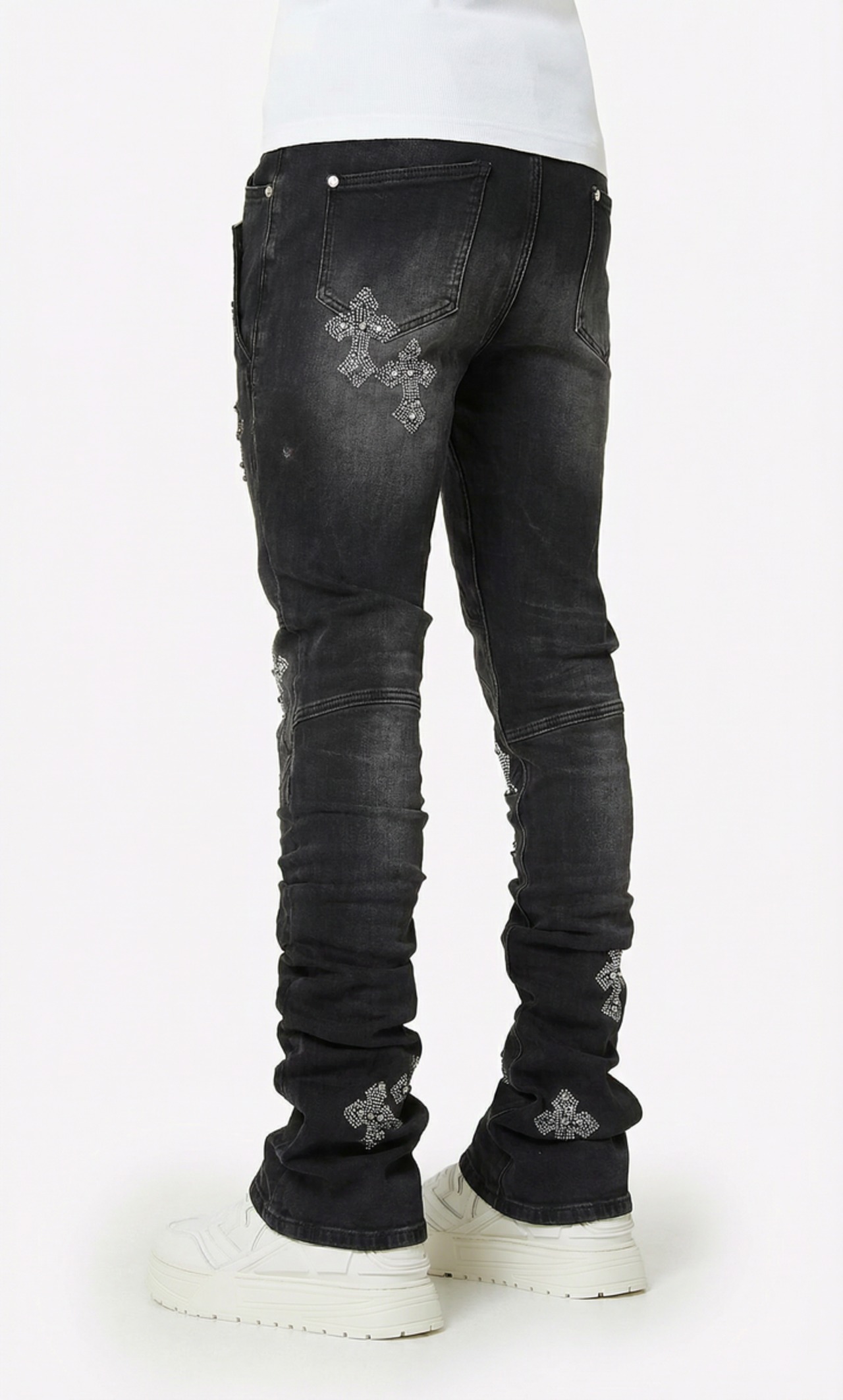GUAPI / obsidian black faded cross denim