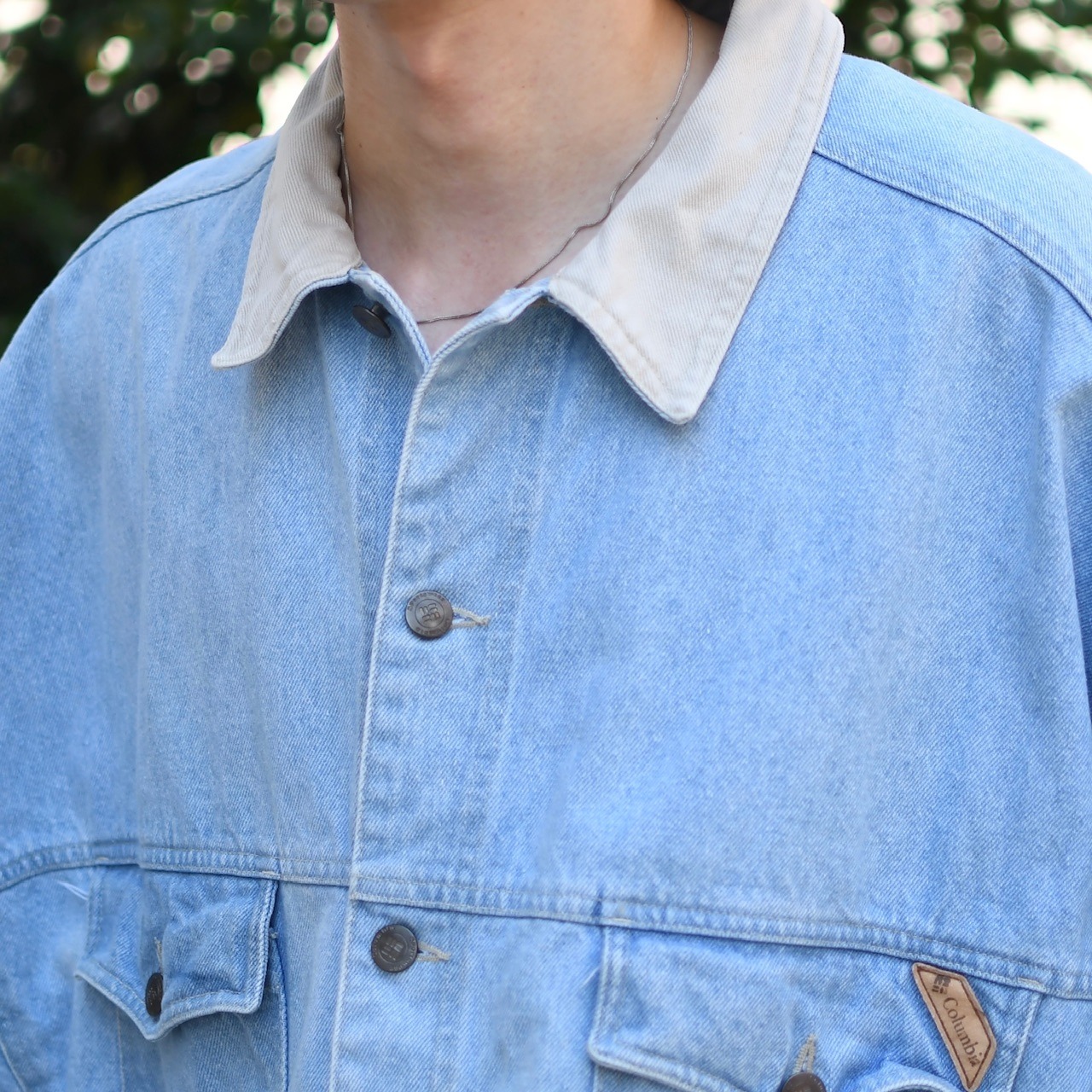 Columbia "TOUGH MOTHER JEANS" wide silhouette denim tracker jacket