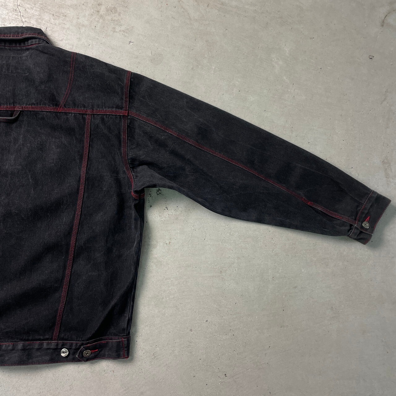 90年代 webs jeans ブラックデニムジャケット レッドステッチ メンズ 