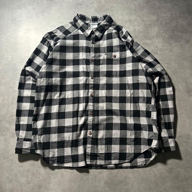 コロンビア チェック モノトーン モノクロ ネルシャツ ポケット レトロ