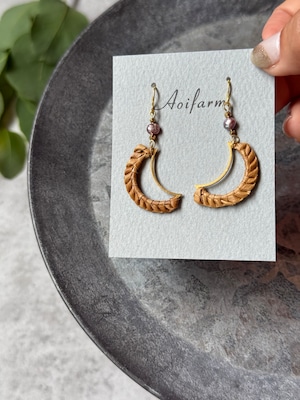 アダン×淡水パール moonピアス