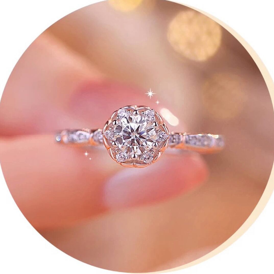 フラワー モアサナイト 花 2カラー キラキラ 0.6ct ゴージャス