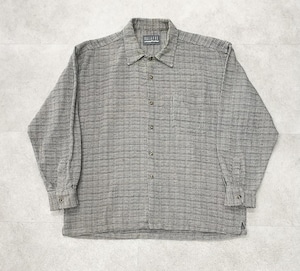 90sBalafre Cotton Slub Open Collar Shirt/L