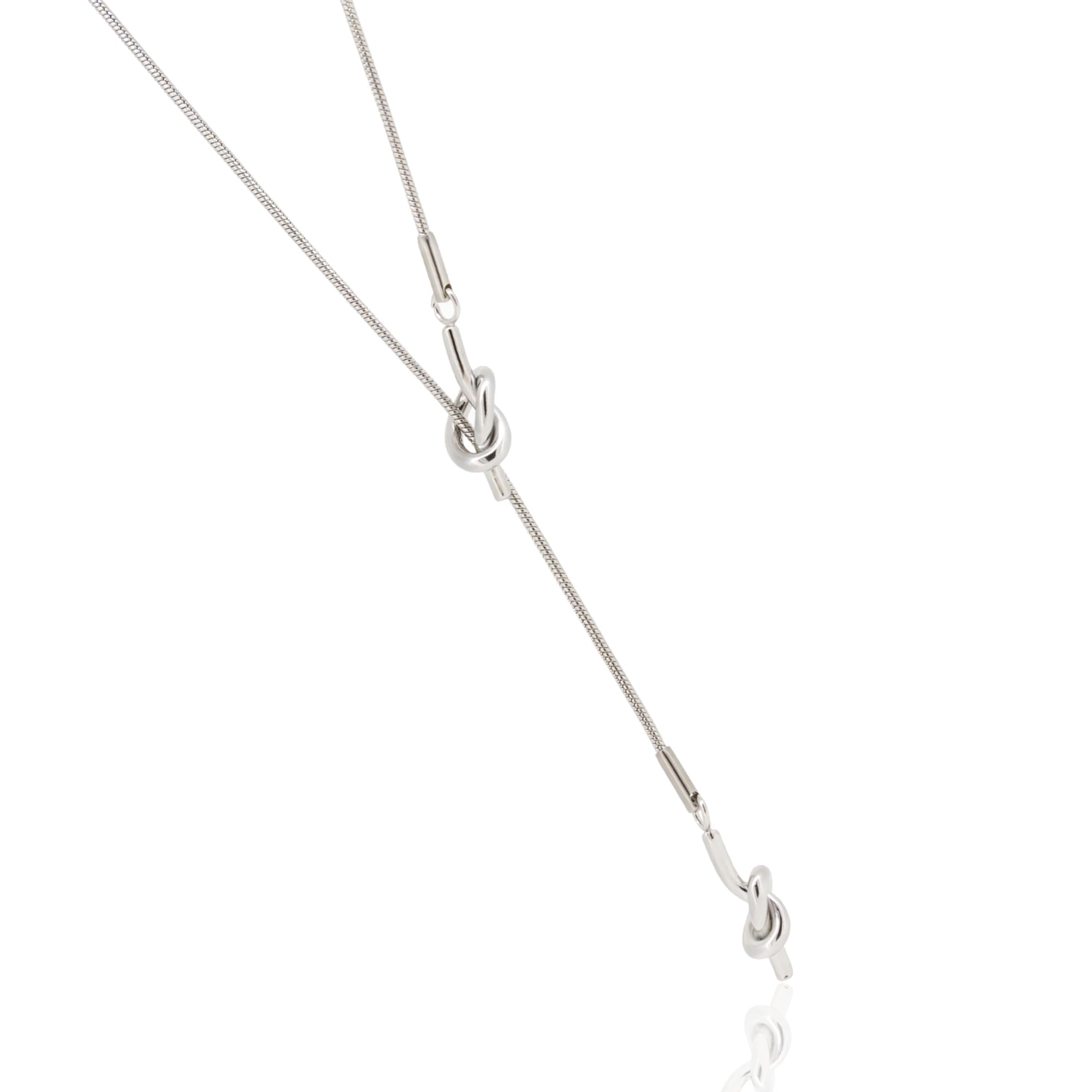 【特価処分】ネックレス レディース ロングネックレス サージカルステンレス アクセサリー Y字 ラリエット スネークチェーン 長さ調整 可能 金属アレルギー対応 チェーン 65cm 結び目 NPNS102