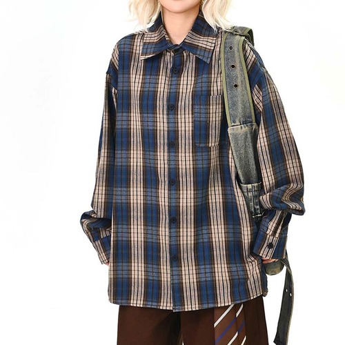 チェックラフシルエットシャツ   R01450