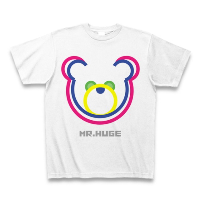 MR.HUGE DOUBLE LINE BEAR（ダブル　ライン　ベア）PRINTED Tシャツ　ホワイト×ピンク