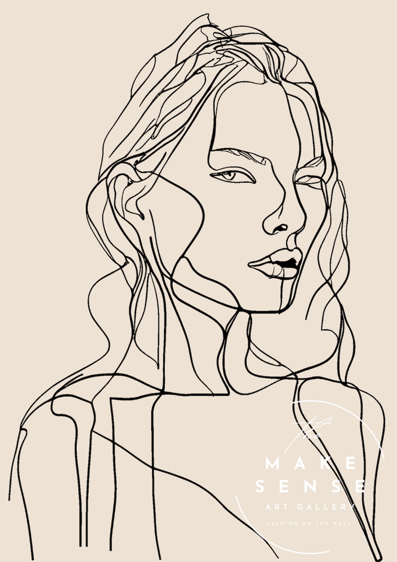 LOOK Ⅱ｜北欧ミニマル×女性ラインアートポスター｜空間を上品に整えるシンプルデザイン｜A4ポスター