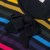 イタリア製 SONIA RYKIEL ソニアリキエル ボーダー リボン 半袖 コットン サマーニット セーター 40/マルチ レディース
