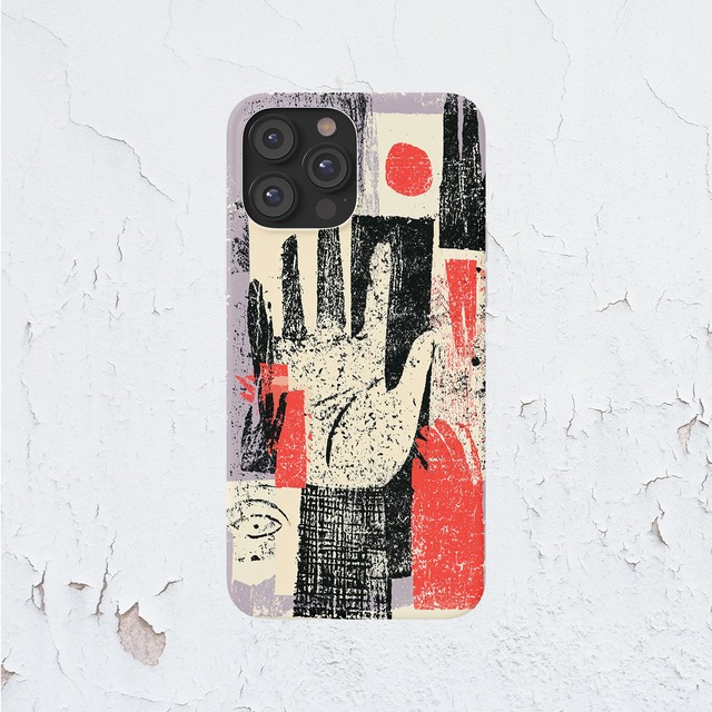 受注生産 iPhoneケース 赤黒ブラシのZINEコラージュ｜紙もの風 ZINE022A