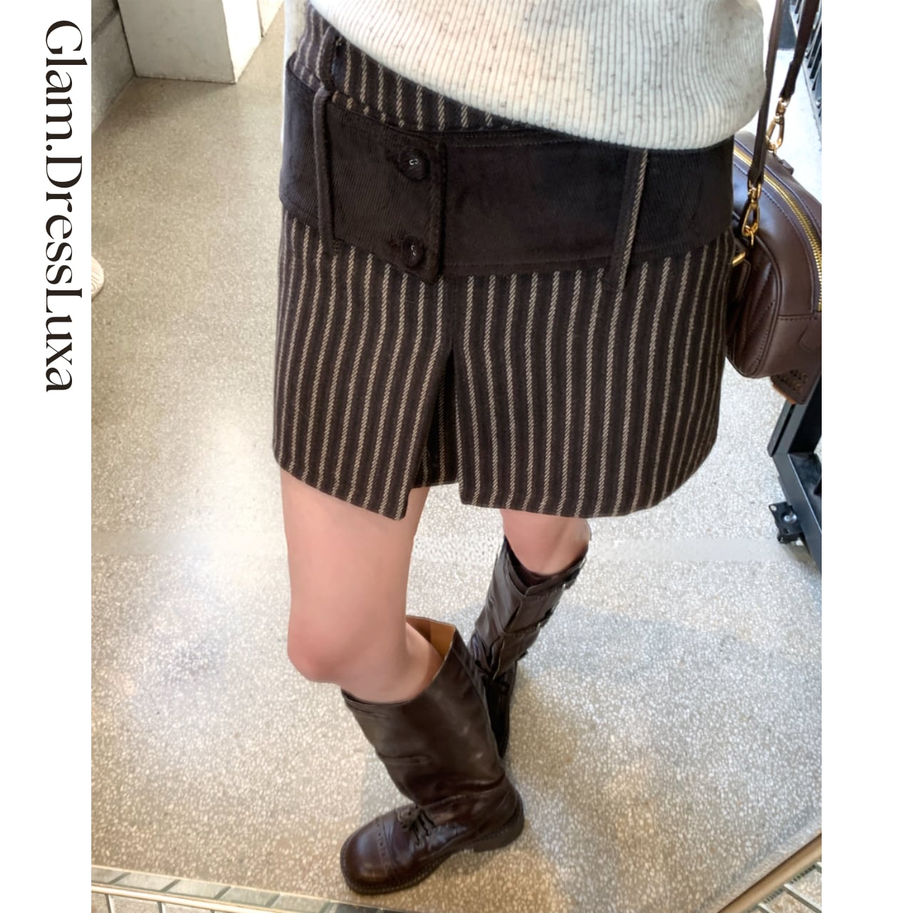 Striped Corduroy Mini Skirt/2color_S201
