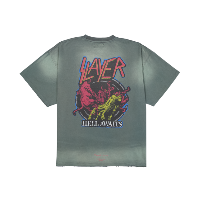 [UNDERMYCAR] SLAYER Undermycar Hell Awaits Vintage Washed T-Shirts Khaki 正規品 韓国ブランド 韓国通販 韓国代行 韓国ファッション アンダーマイカー 日本 店舗