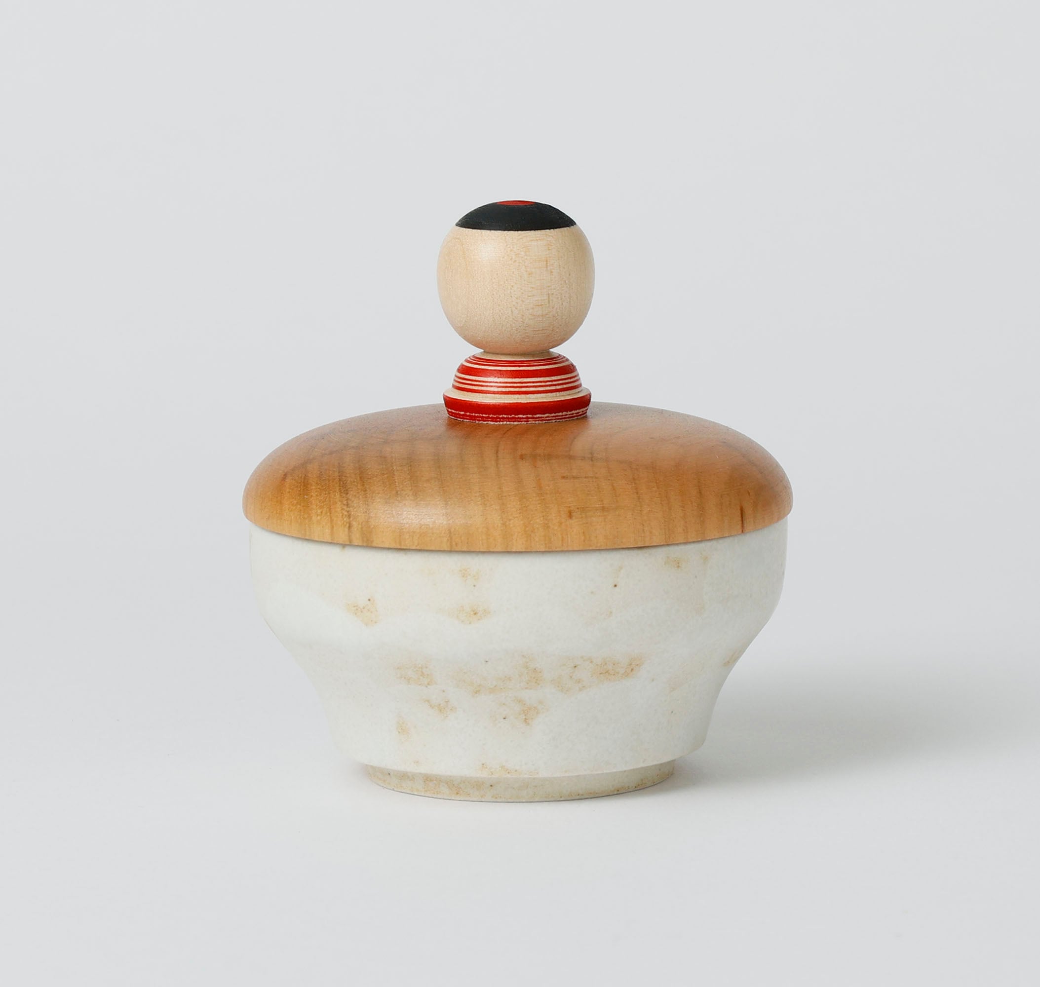 こけし蓋と陶器の小物入れ】津軽系 阿保正文工人 8.5cm | Kokeshi lid