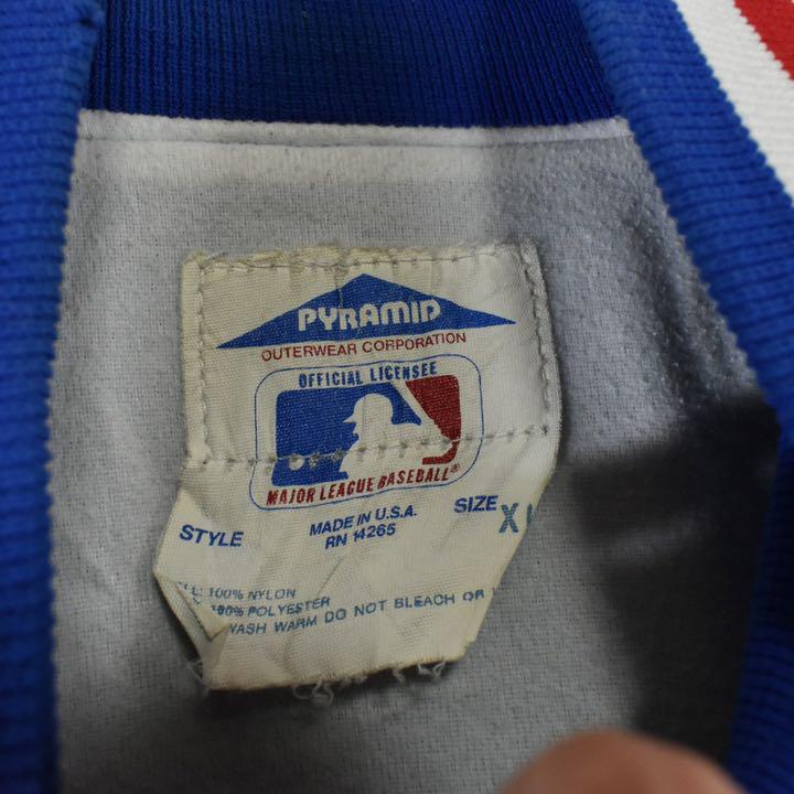 USA製 CUBS MLB ナイロンスタジャン ブルー 刺繍ロゴ 激レア