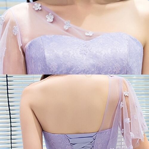 薄紫色ふんわりフレアパーティードレス 結婚式二次会発表会 B | silvia