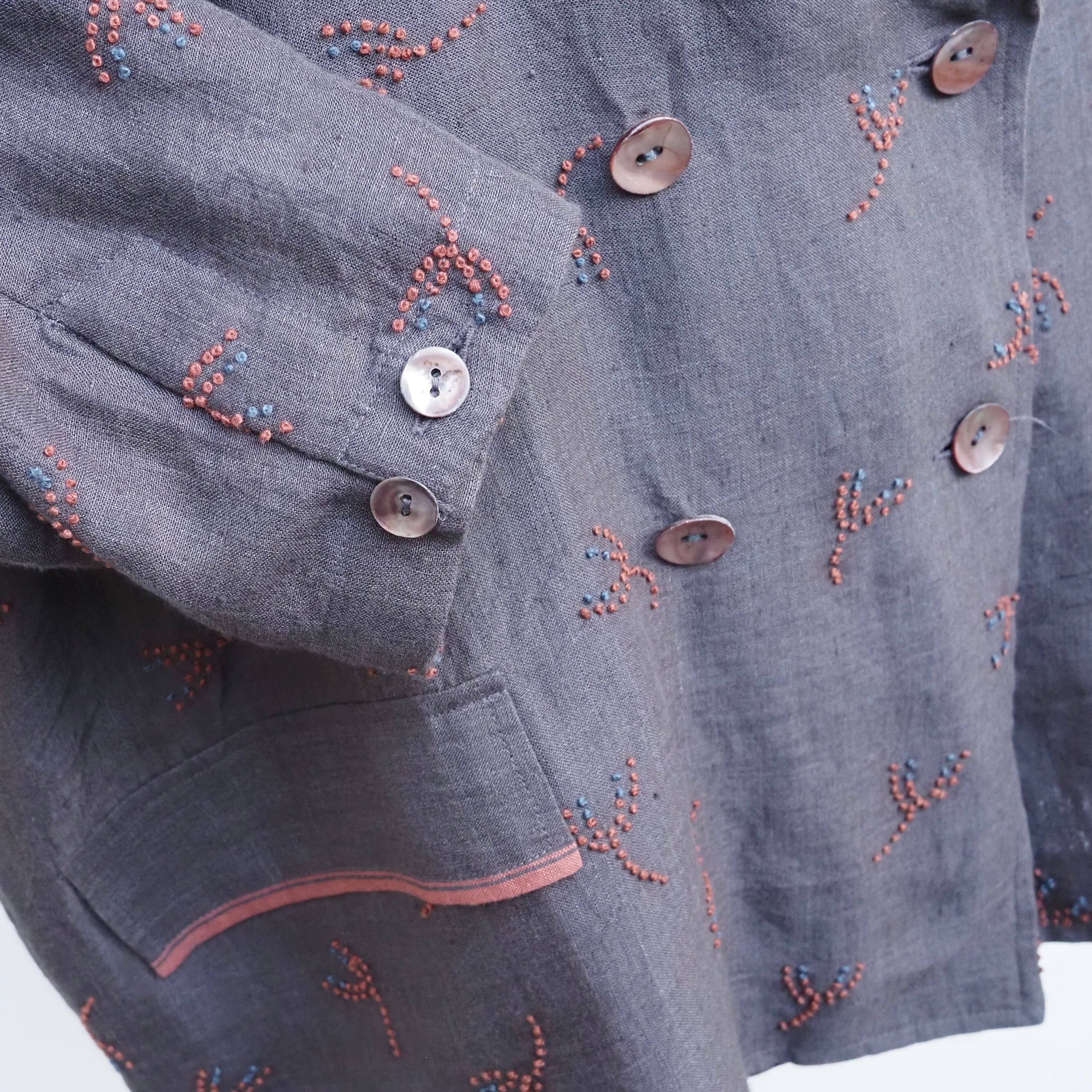 BUNON/Linen Over Jacket /オーバージャケット(black・ecru)