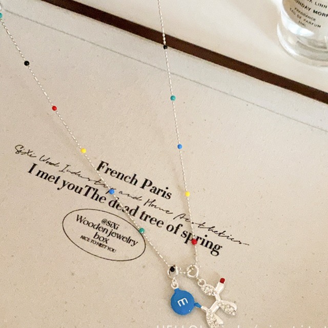 カラフルチェーン バルーン ドッグ ネックレス ブルー 250429