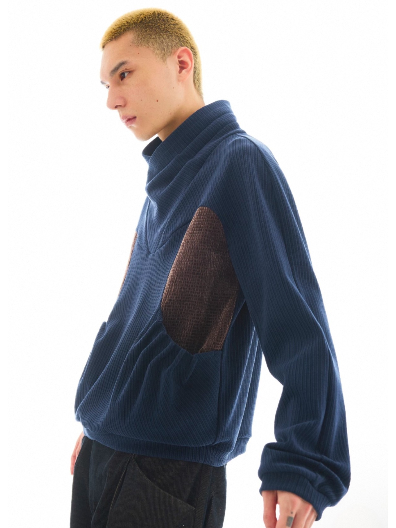 54A0 Deconstructed Wrap Neck Sweater