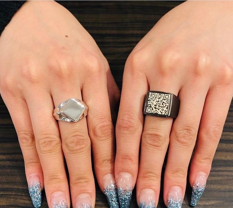 QRリング SV ブラックコーティング【QR指輪セミオーダー】 | QRリング
